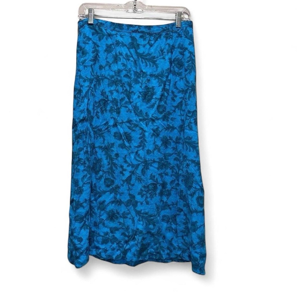Sag Harbor‎ 90s Blue Green Floral Midi Skirt Vintage Size 14 Boho Granola Girl